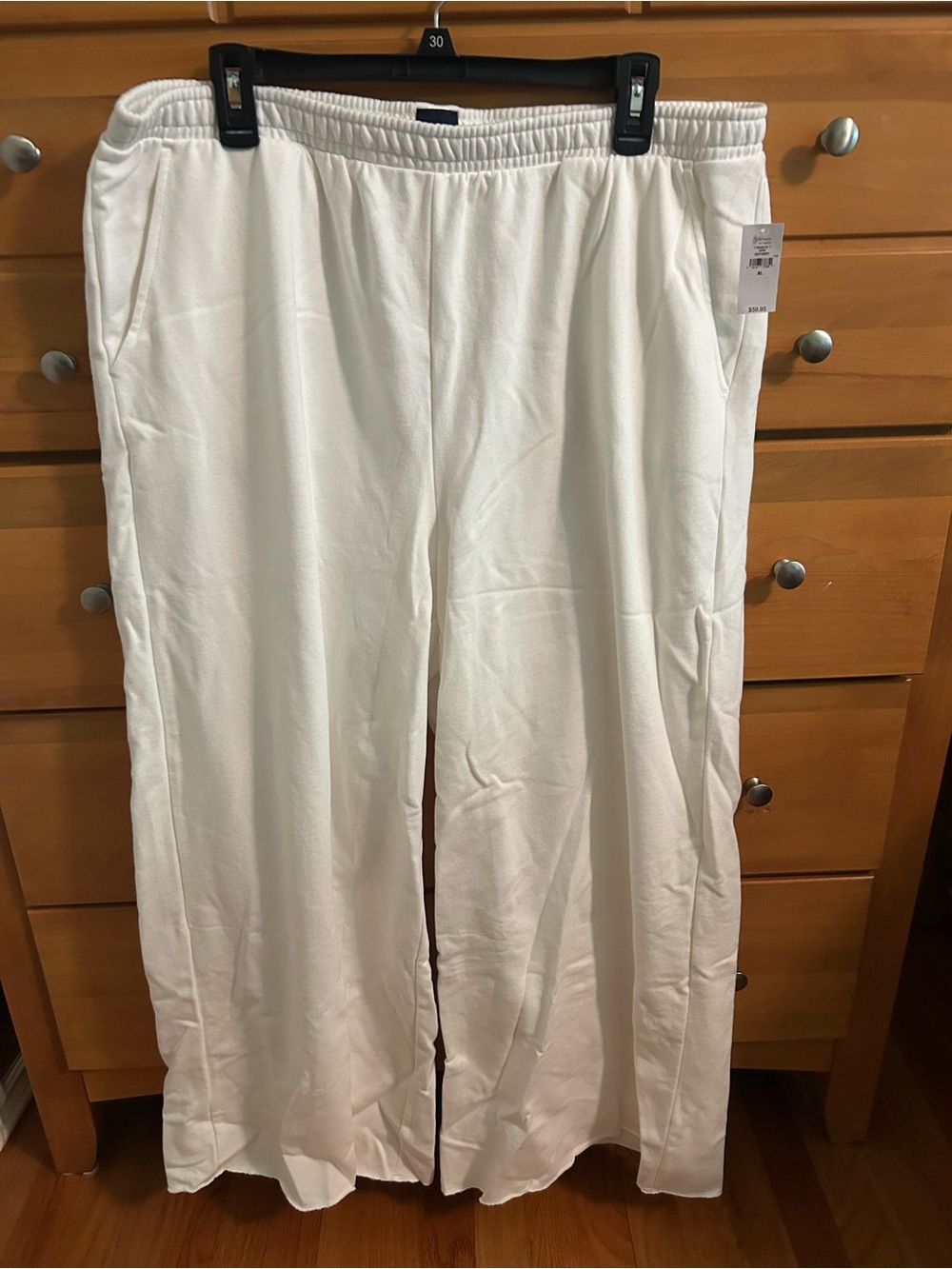 GAP Cream Elastic Waist Wide Leg Pants